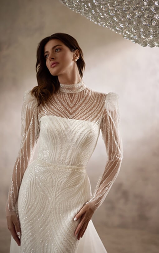 Model wearing a Dresses with Sleeves style gown
