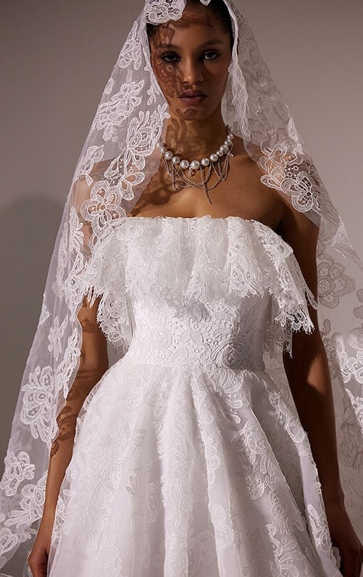 Model wearing a A-line Dresses style gown