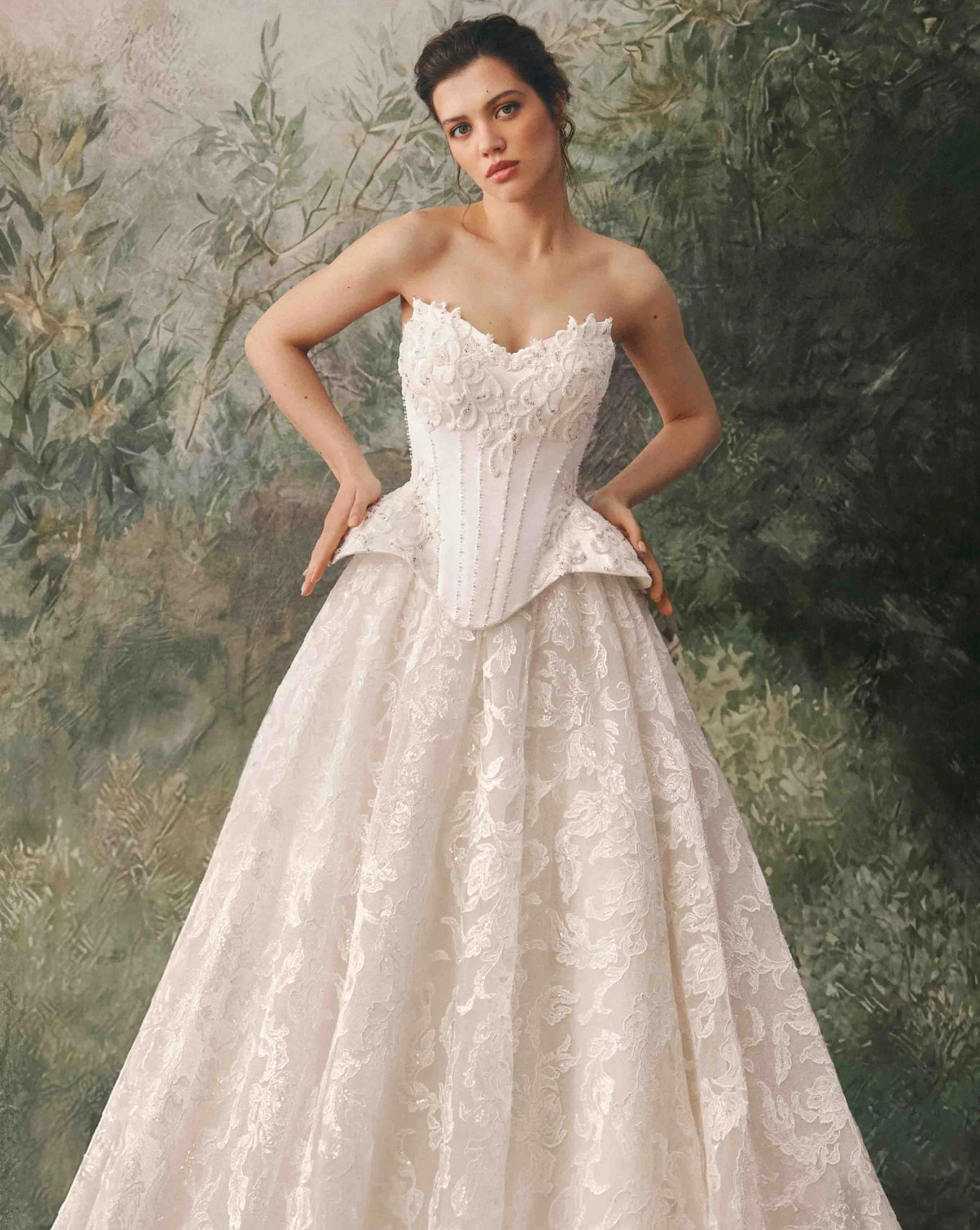 Model wearing a A-line Dresses style gown